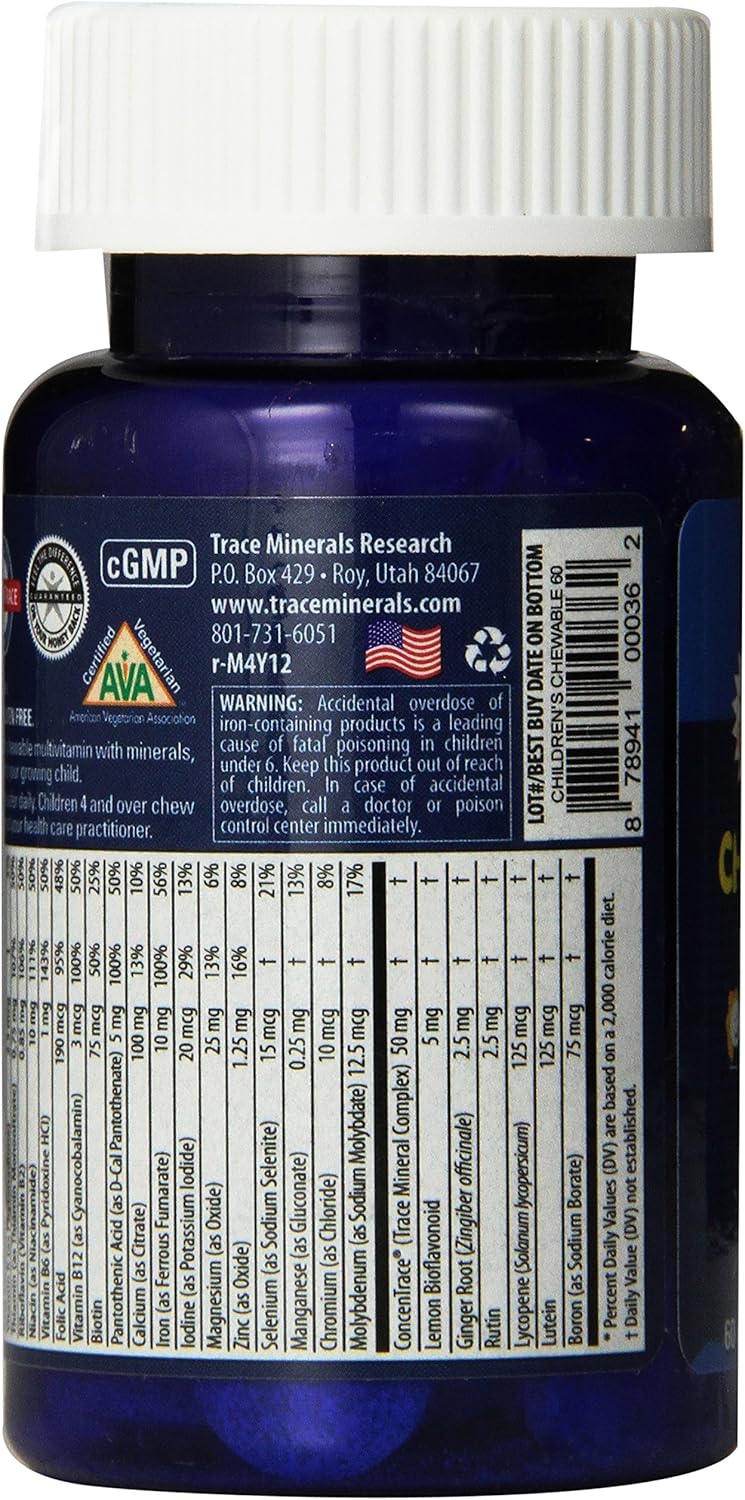 Kids Chewable Assorted Vitamin and Mineral Wafers with Trace Minerals - Gluten Free, Vegetarian Certified, Wild Cherry Flavor - 60 Count Bottles (Pack of 2)