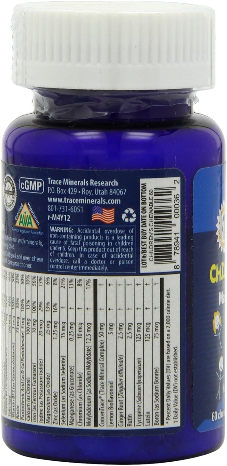 Kids Chewable Assorted Vitamin and Mineral Wafers with Trace Minerals - Gluten Free, Vegetarian Certified, Wild Cherry Flavor - 60 Count Bottles (Pack of 2)
