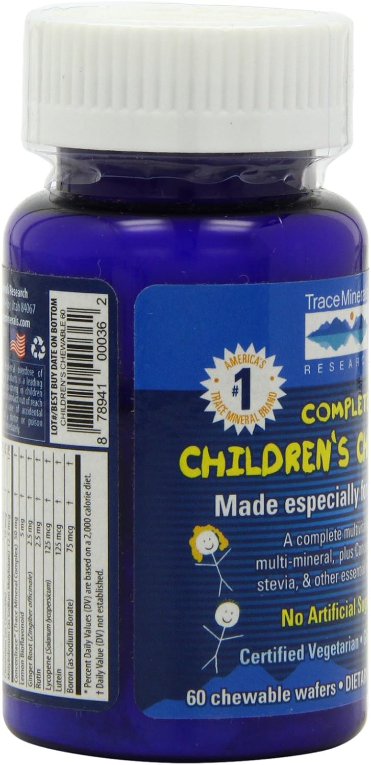 Kids Chewable Assorted Vitamin and Mineral Wafers with Trace Minerals - Gluten Free, Vegetarian Certified, Wild Cherry Flavor - 60 Count Bottles (Pack of 2)