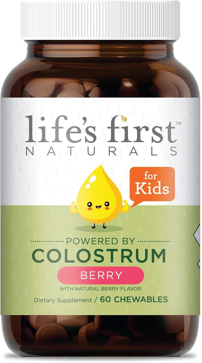 Kids' Chewable Nutritional Supplement with Colostrum and Mixed Berry Flavor - 60 Natural Chews for Children by Life's First Naturals