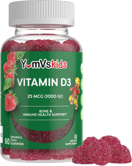 Kids Chewable Vitamin D3 Gummies - 1000 IU - Children's Dietary Supplement for Bone Health & Immune Support - 60 Count - BoostGo Australia