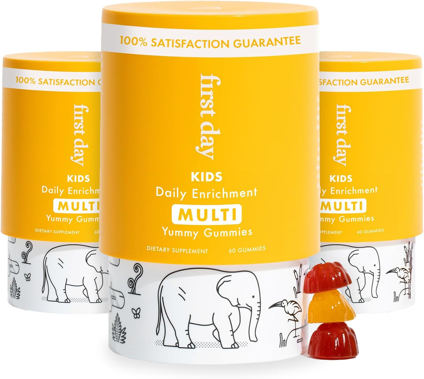 Kids Essential Multivitamin Gummies with Vitamin A, D3, B6, B12, C, K2 + Organic Fruits & Veggies - Growth, Brain & Immunity Support - Natural Strawberry & Orange Flavor - Low Sugar - 90-Day Supply