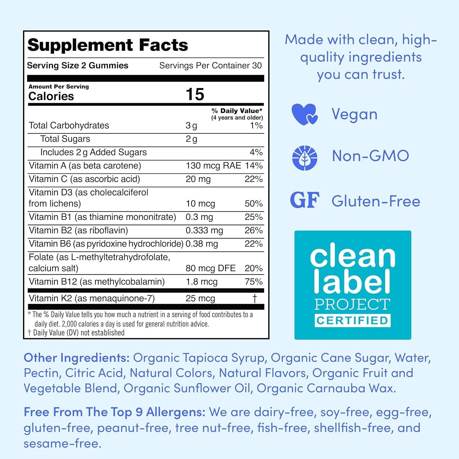 Kids Essential Multivitamin Gummies with Vitamin A, D3, B6, B12, C, K2 + Organic Fruits & Veggies - Growth, Brain & Immunity Support - Natural Strawberry & Orange Flavor - Low Sugar - 90-Day Supply