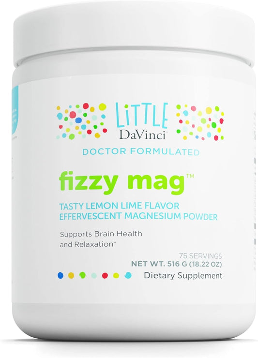 Kids Fizzy Mag: Effervescent Magnesium Supplement for Brain Health, Relaxation, Behavior - Lemon Lime Flavor - 516g - BoostGo Australia