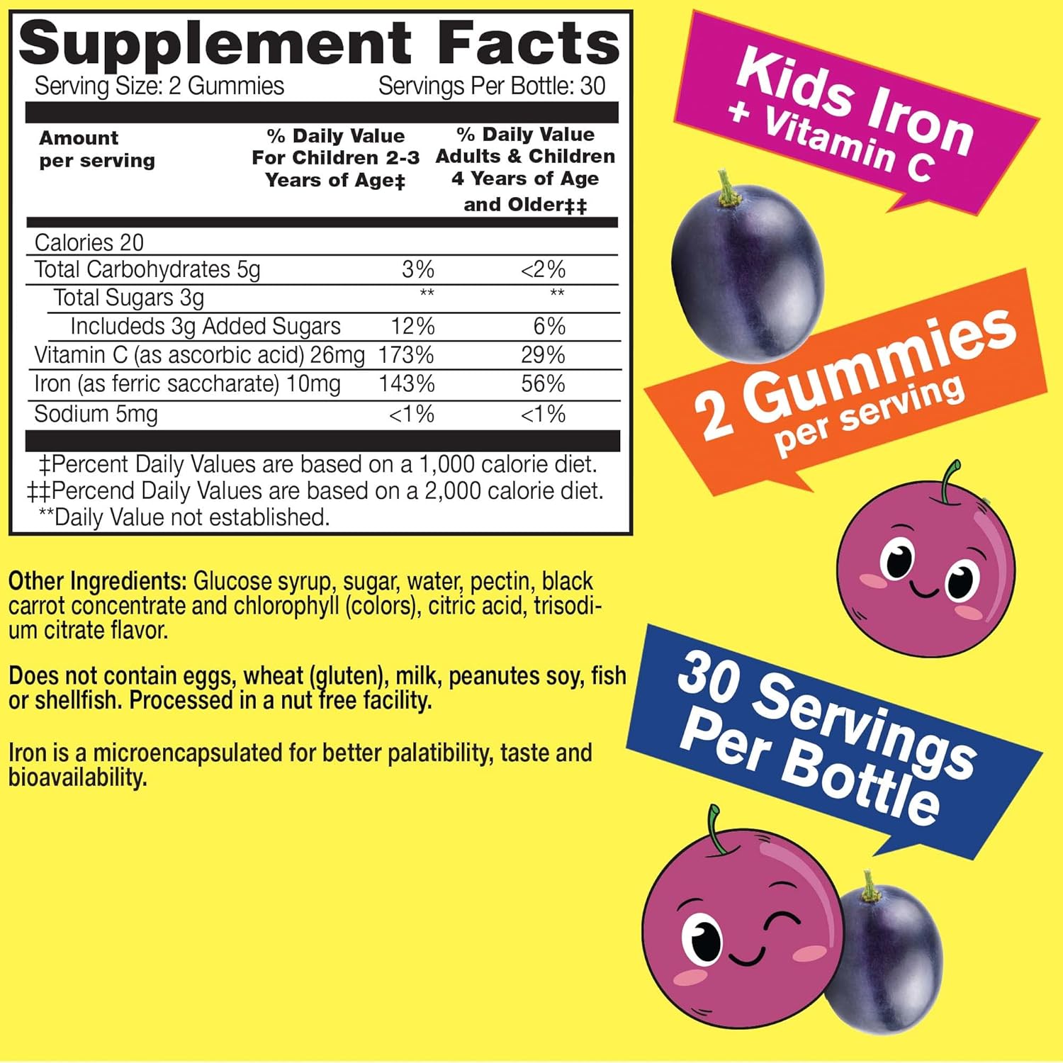 Kids Gummies Bundle with Vitamin D3, K2, Iron, and Vitamin C - Gluten Free, GMO Free, Chewable Gummy Supplement for Children