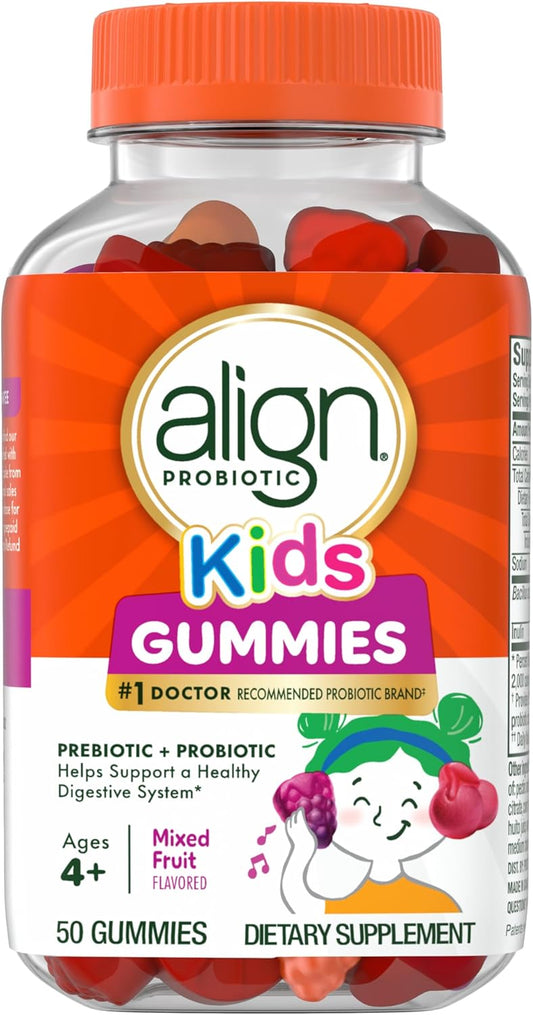 Kids Gummies with Prebiotic + Probiotic for Healthy Digestion, 50 Count, Doctor Recommended Brand