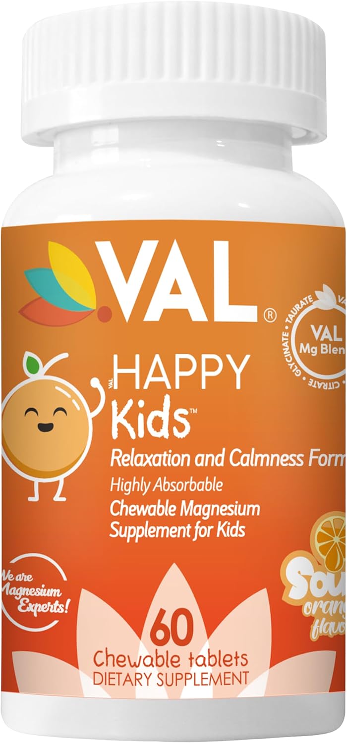 Kid's High-Absorption Magnesium Chewable Tablets with Vitamin B6, D & C for Calm, Relaxation, and Focus - Non-GMO & Sugar-Free