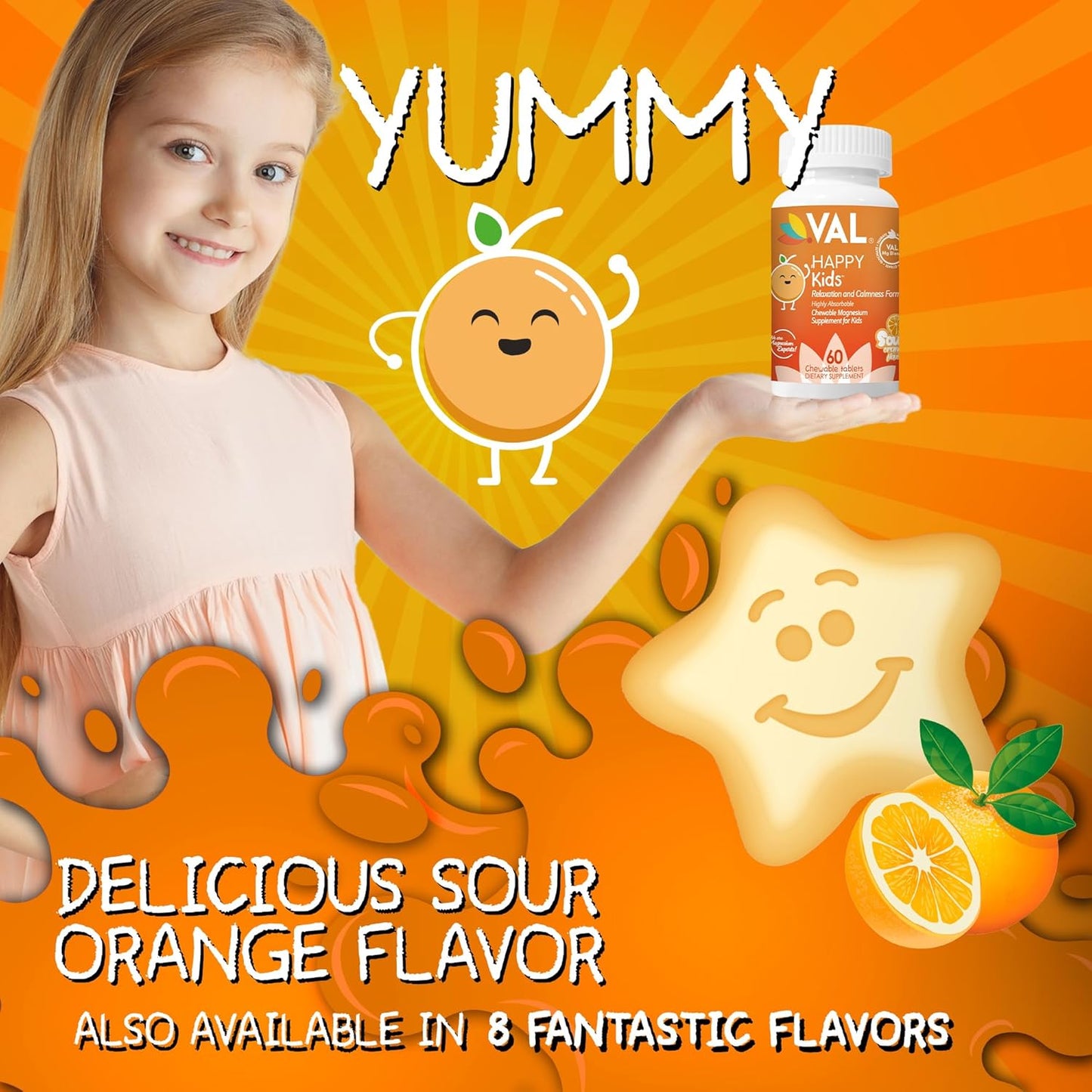 Kid's High-Absorption Magnesium Chewable Tablets with Vitamin B6, D & C for Calm, Relaxation, and Focus - Non-GMO & Sugar-Free