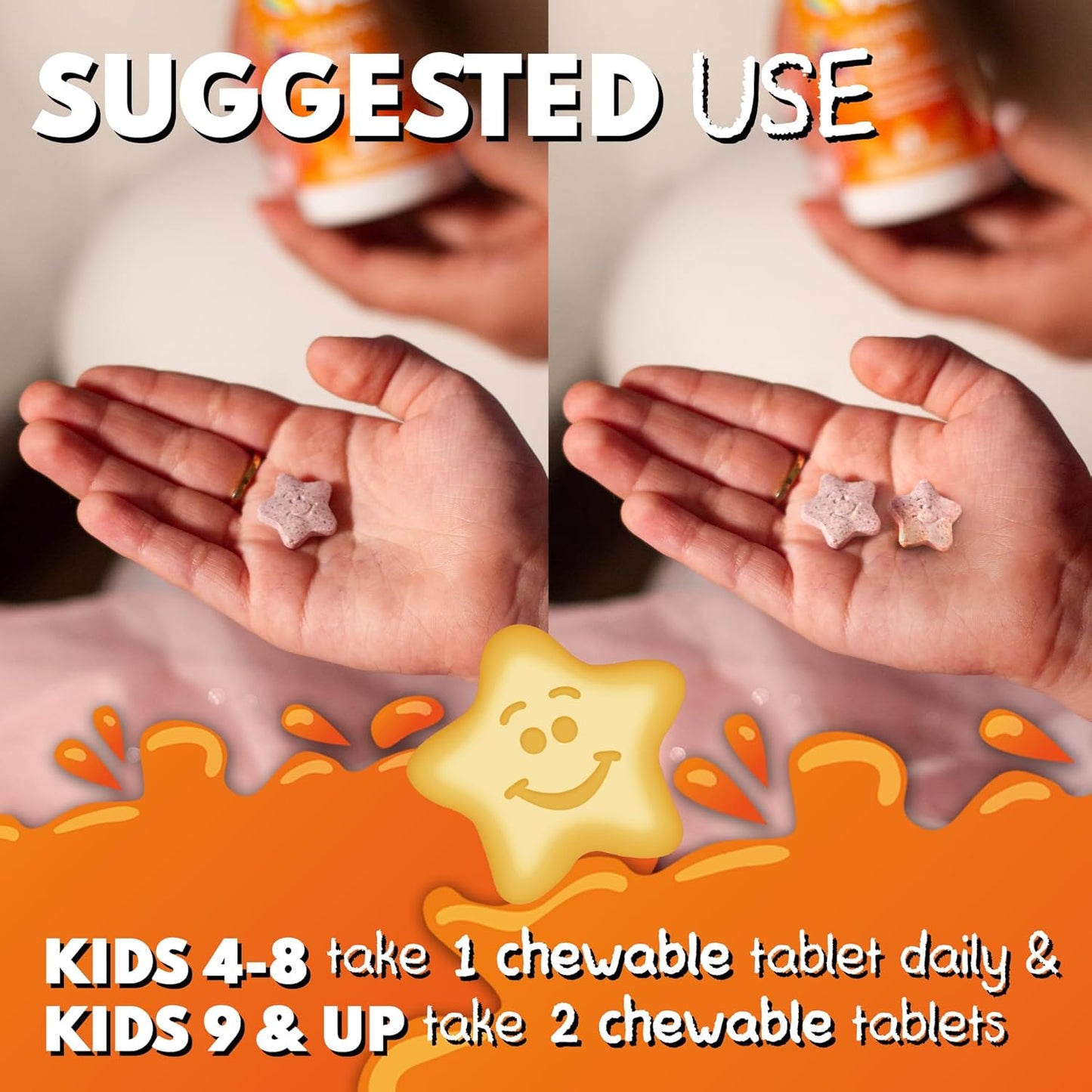 Kid's High-Absorption Magnesium Chewable Tablets with Vitamin B6, D & C for Calm, Relaxation, and Focus - Non-GMO & Sugar-Free