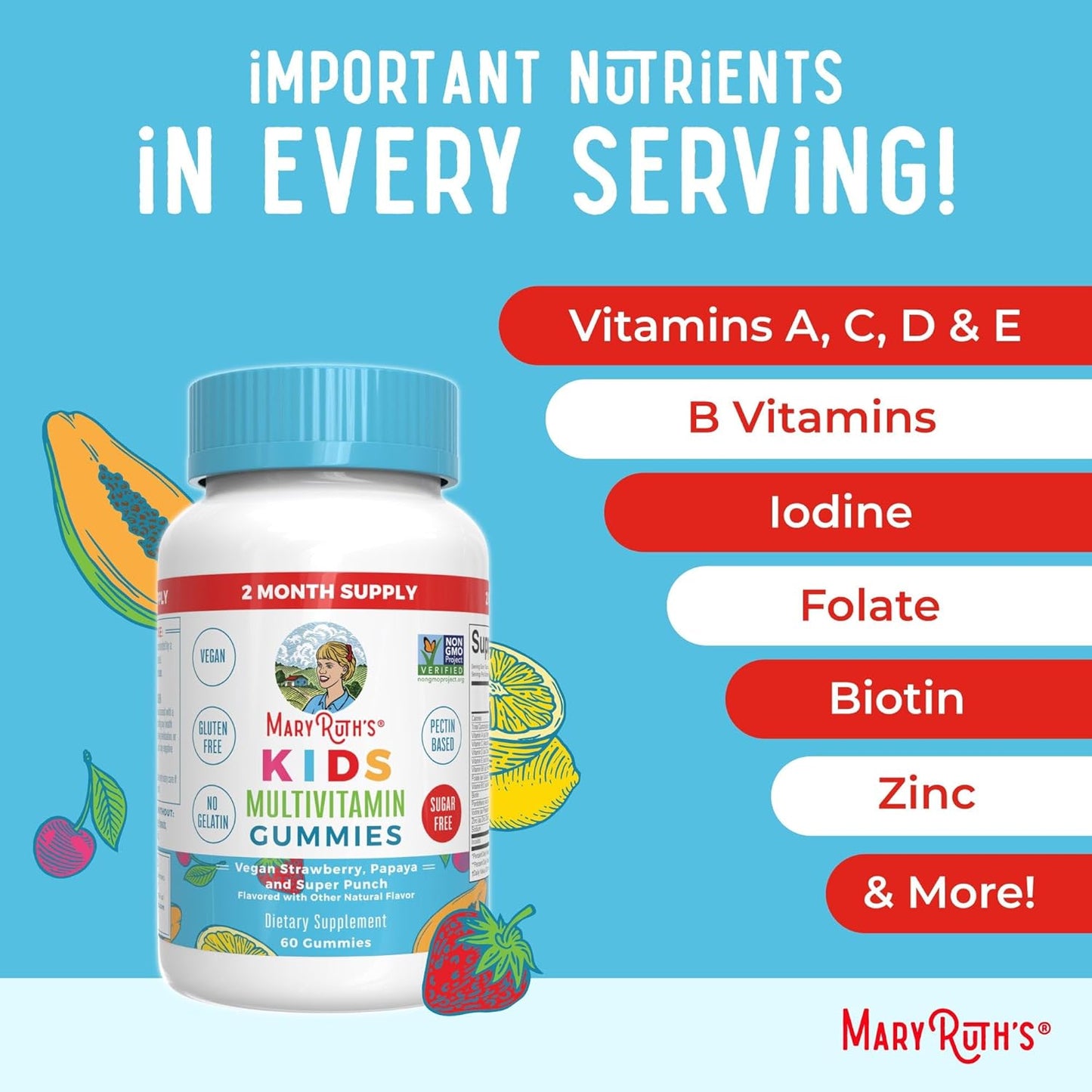 Kids' Immune Support Gummies: Multivitamin, Probiotic, Magnesium Calm, Vitamin C | Vegan, Non-GMO, Gluten Free | Clean Label Project Verified®