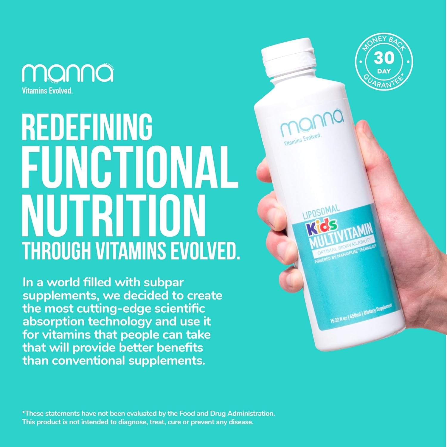 Kids Liposomal Multivitamin with Vitamin D3, A, B12 & C - Liquid Immune Support Supplement for Children by Manna Vitamins