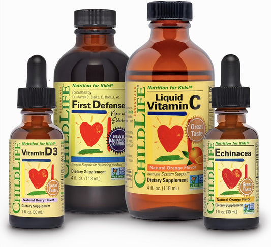 Kids Liquid Vitamins & Minerals 4-Pack - Immune Support for Children - Includes Vitamin D3, Vitamin C, Echinacea