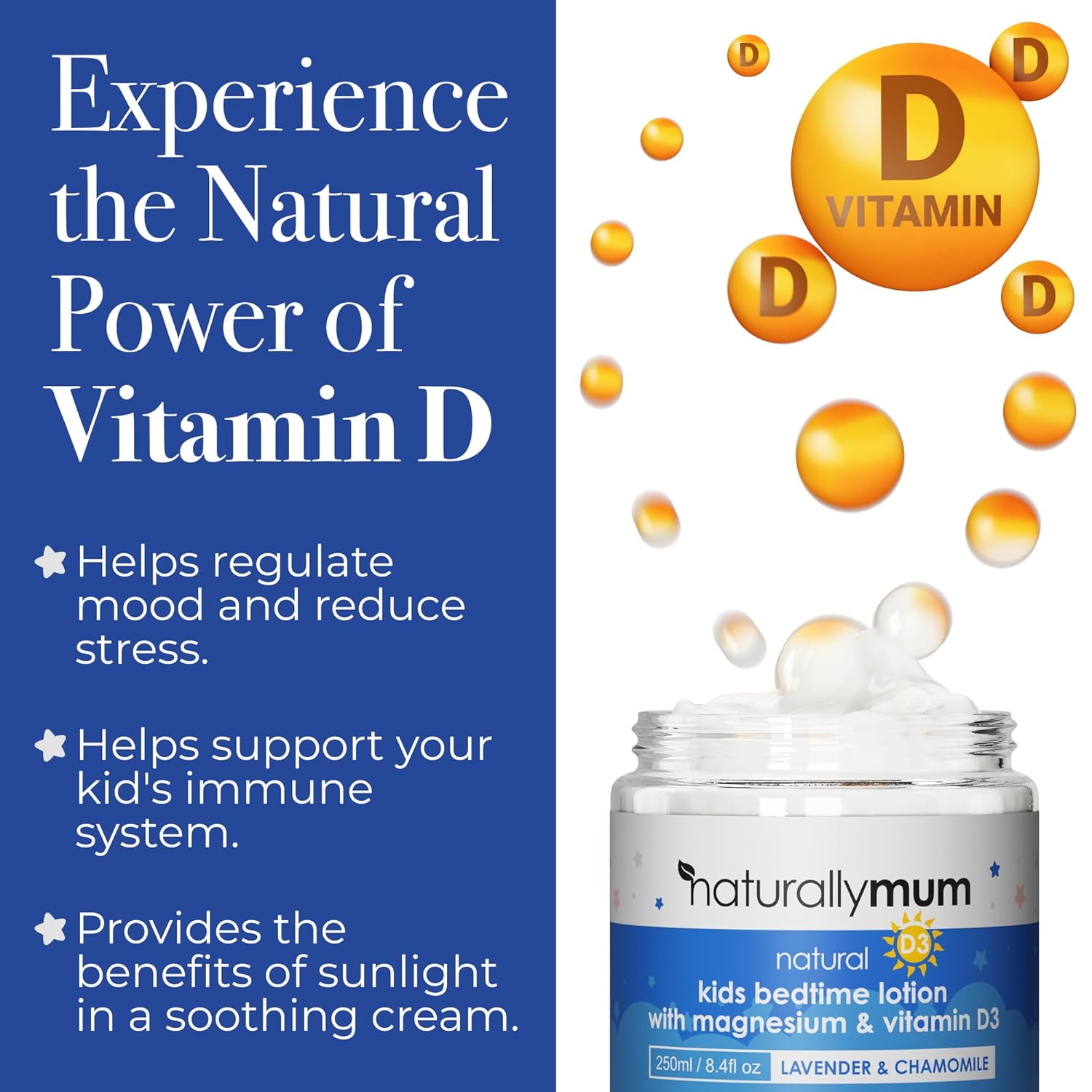 Kids Magnesium Bedtime Lotion with Vitamin D | Sleep Support for Children | Heart, Bone, Nerve, Gut, Muscle Health | Lavender & Chamomile 4.2 fl oz