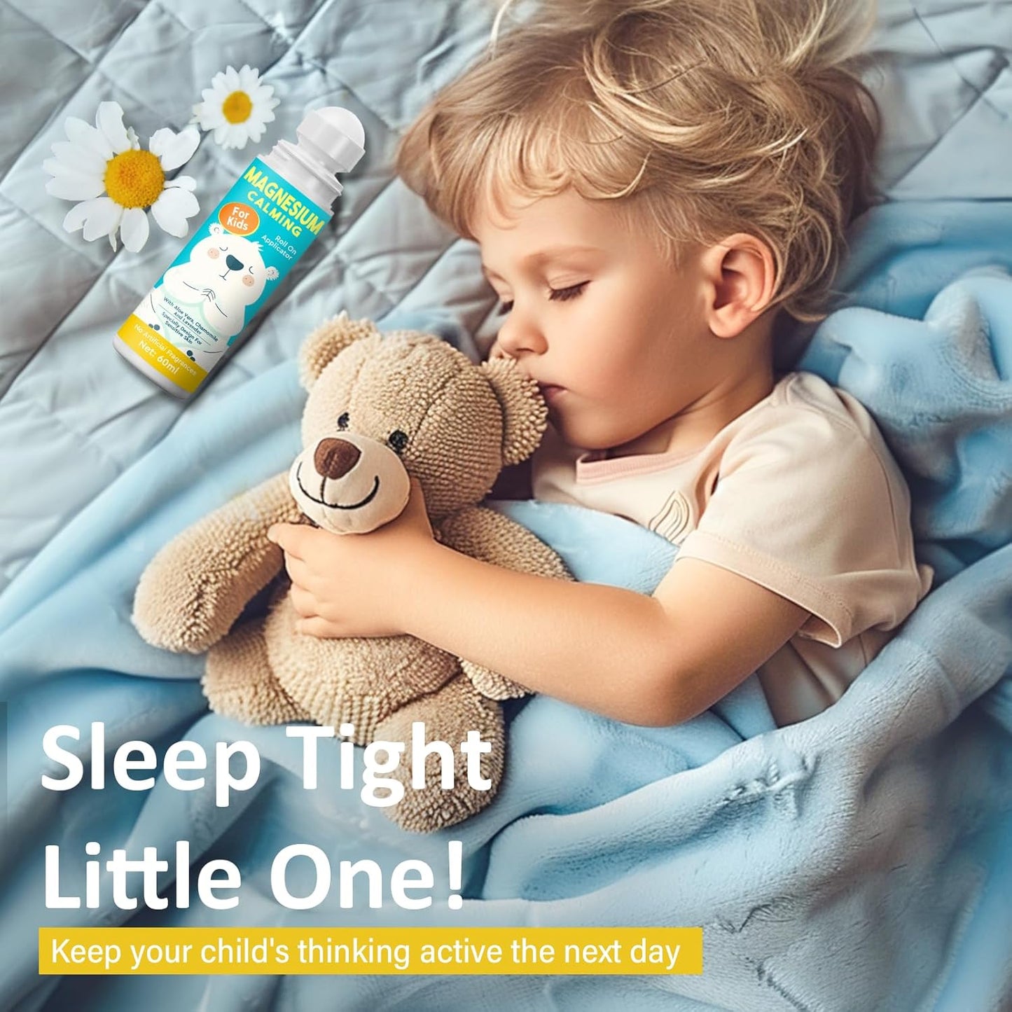 Kids Magnesium Lotion with Roll-on Applicator for Sweet Sleep and Relaxation at Bedtime