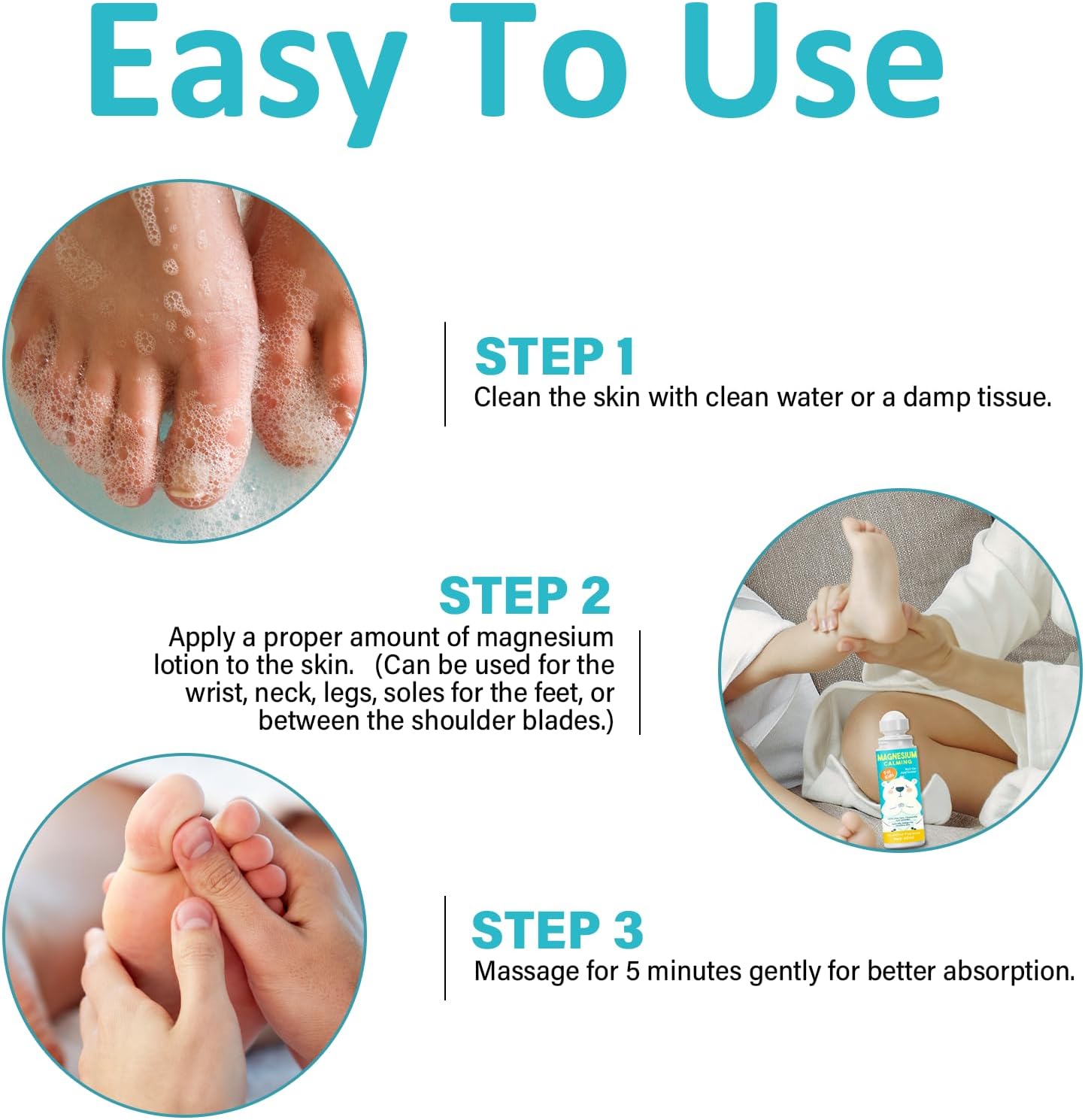 Kids Magnesium Lotion with Roll-on Applicator for Sweet Sleep and Relaxation at Bedtime