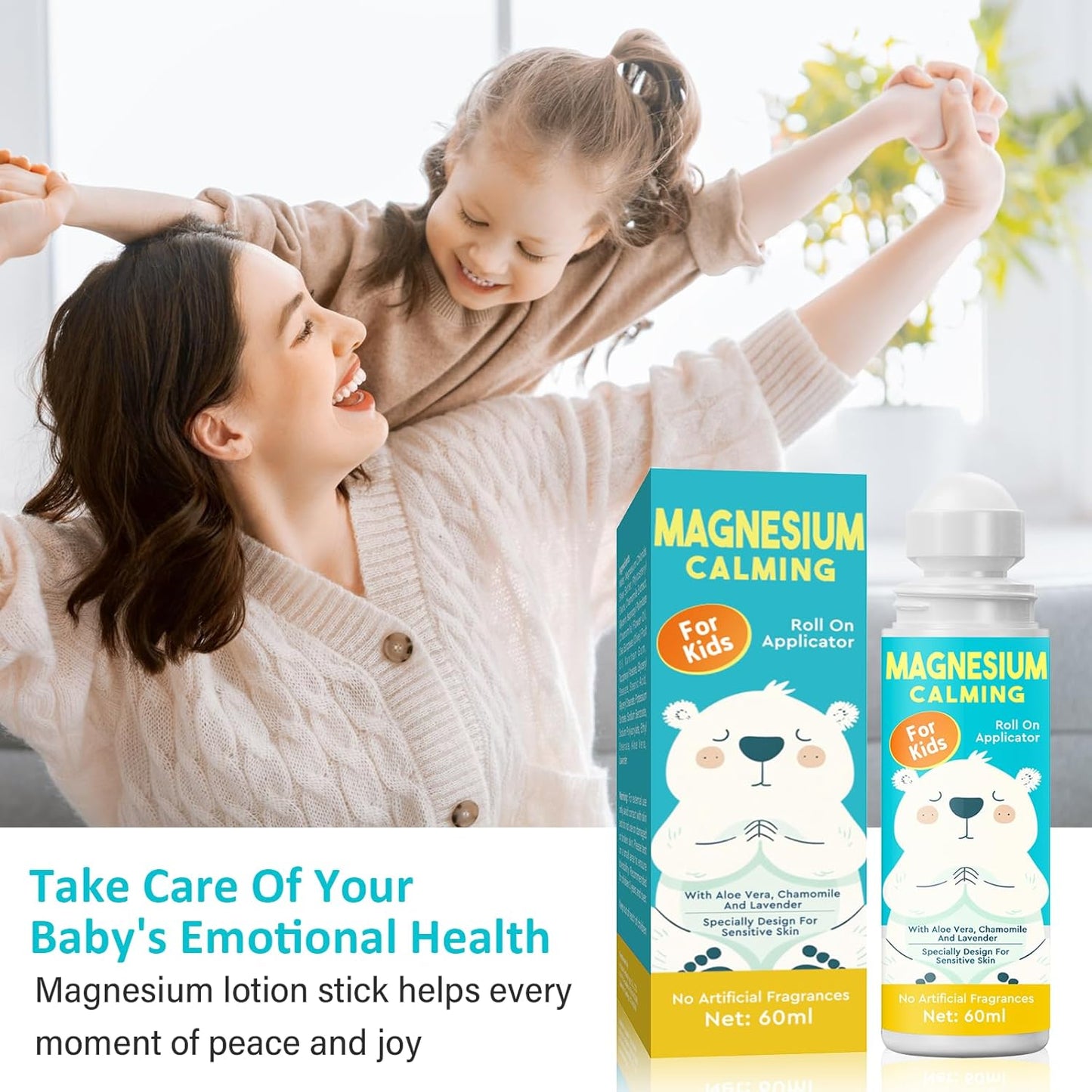 Kids Magnesium Lotion with Roll-on Applicator for Sweet Sleep and Relaxation at Bedtime