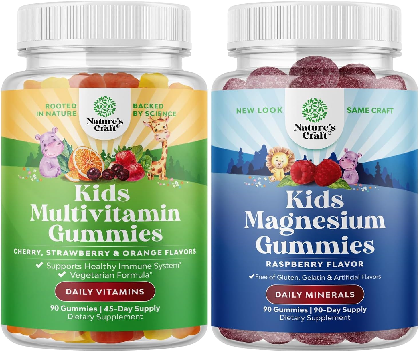 Kids Multivitamin Gummies Bundle for Immunity and Calm - Daily Multivitamin and Magnesium Gummies for Nerve, Bone, and Muscle Health