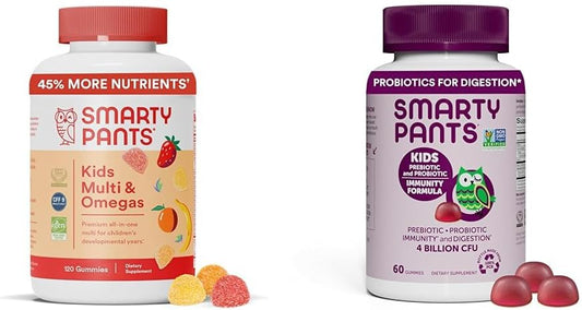 Kids Multivitamin Gummies with Probiotic Immunity Bundle - Omega 3 Fish Oil, Vitamin D3, C, B12, B6 - Digestive & Immune Support (30 Day)