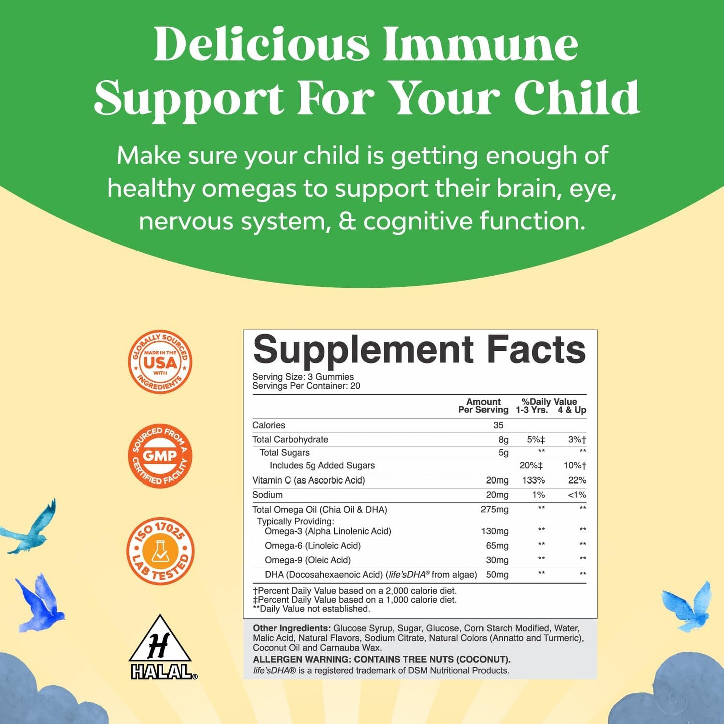 Kids Natures Craft Vitamin D3 and Omega 3 Gummy Bundle for Immune Support, Bone Strength, Heart Health, and Vision - Plant Based Supplement for Kids Immunity and Eye Health