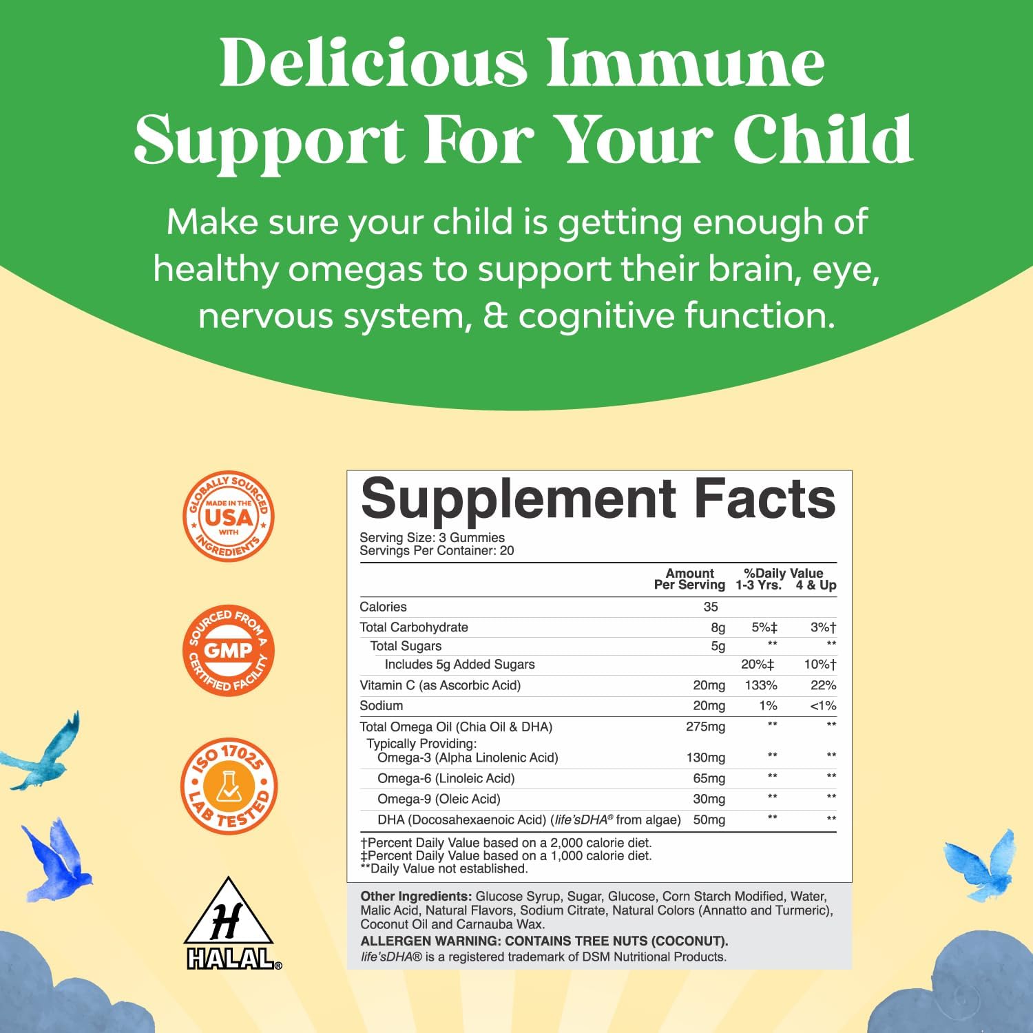 Kids Natures Craft Vitamin D3 and Omega 3 Gummy Bundle for Immune Support, Bone Strength, Heart Health, and Vision - Plant Based Supplement for Kids Immunity and Eye Health
