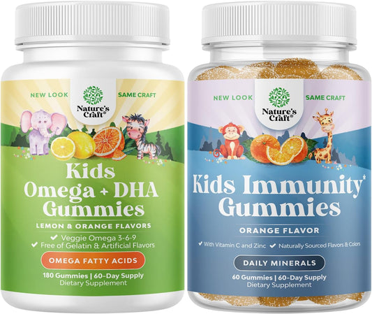 Kids Plant-Based Omega 3 Gummies Bundle for Vision, Immunity, and Focus - Immune Booster Support for Kids - BoostGo Australia