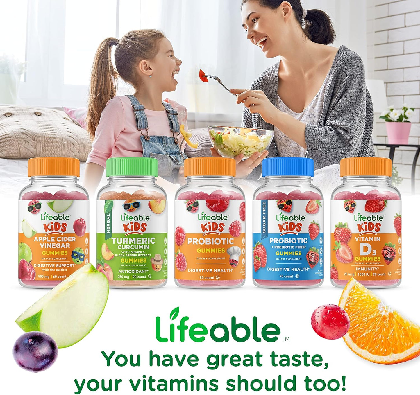 Kids Prebiotic Fiber and Phosphatidylserine (PS) Gummies Bundle - Gluten Free, GMO Free, Chewable Vitamin Supplement for Children