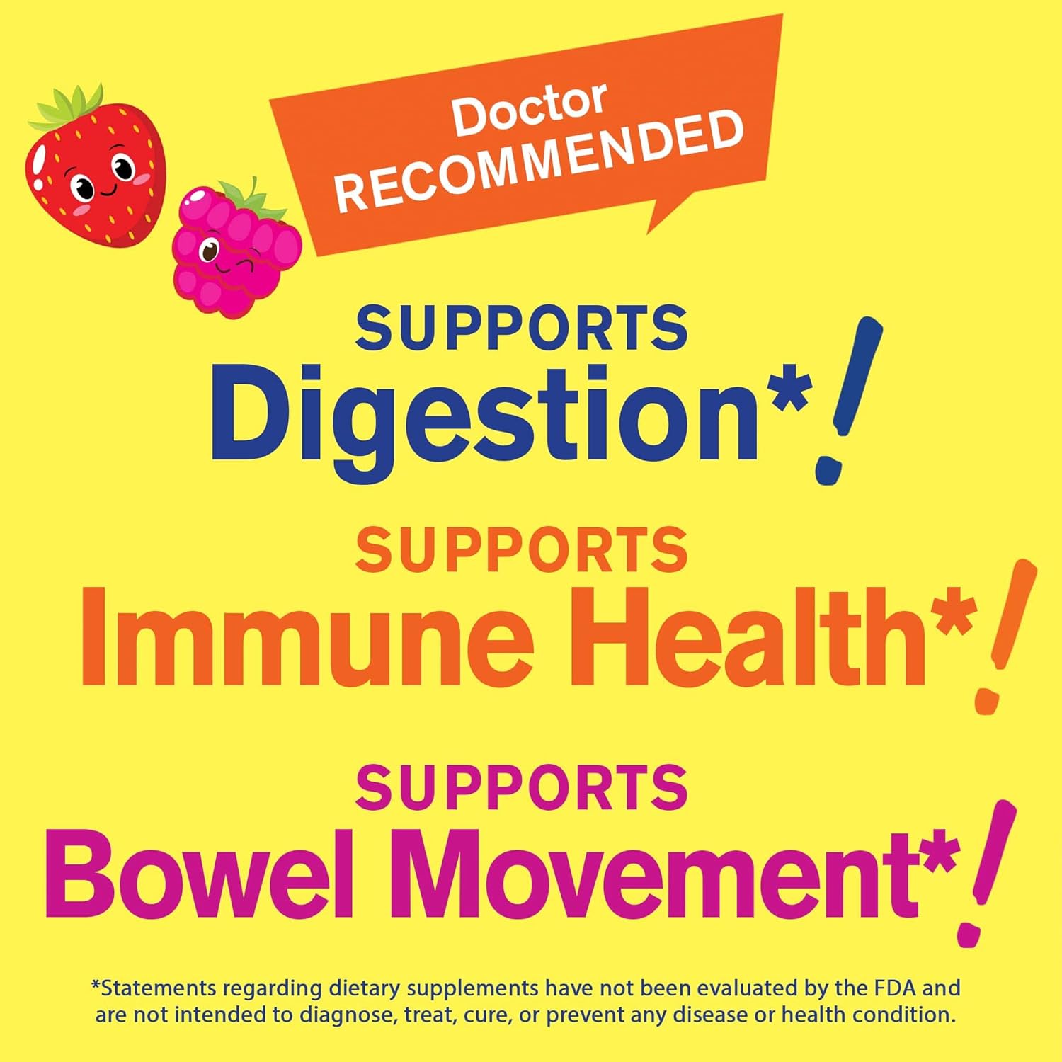 Kids Prebiotic Fiber Gummies - Digestive Support, Doctor Recommended, Vegan & Gluten-Free - Berry Flavors - 60 Count