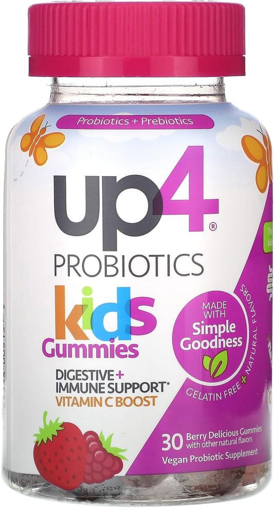 Kids Probiotic Gummies for Digestive & Immune Support with Prebiotics, Vitamin C - Gelatin & Gluten Free, Non-GMO - 30 Count
