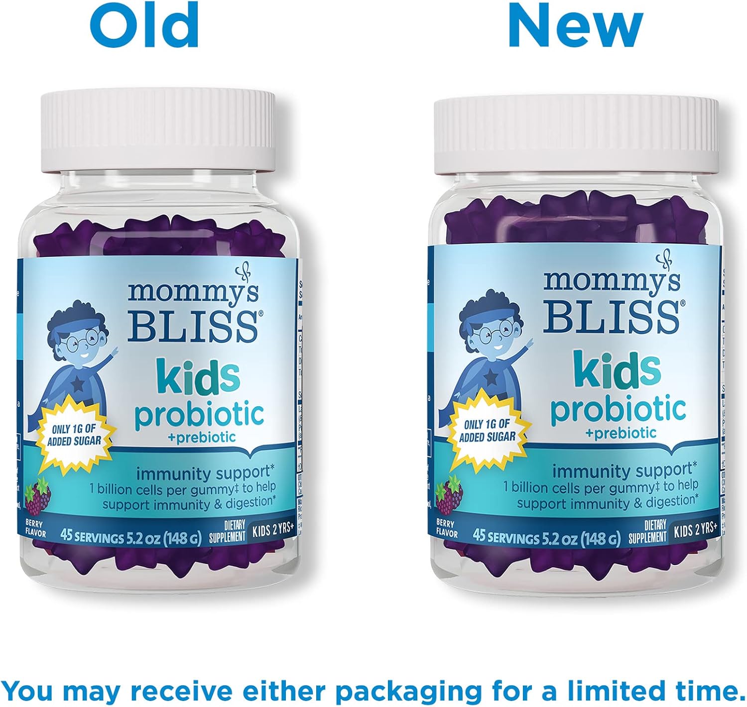 Kids Probiotic + Prebiotic Gummies for Immunity & Digestion, Yummy Berry Flavor, 45 Count (Pack of 3) - Mommy's Bliss