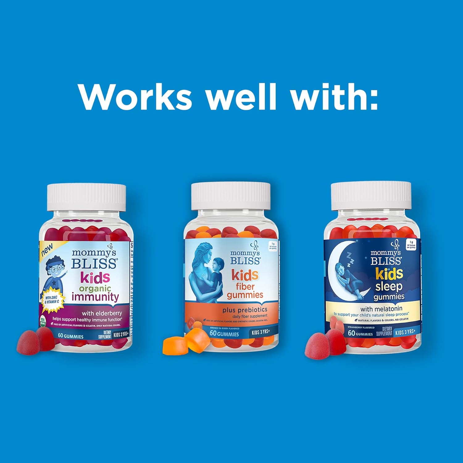 Kids Probiotic + Prebiotic Gummies for Immunity & Digestion, Yummy Berry Flavor, 45 Count (Pack of 3) - Mommy's Bliss