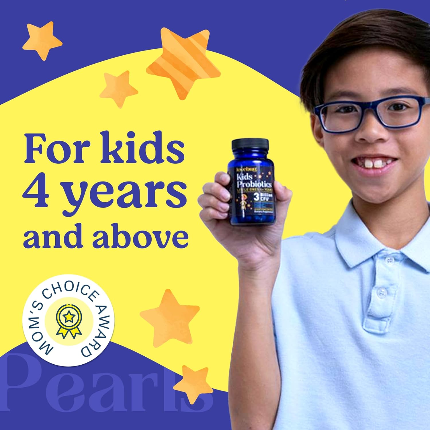 Kids Probiotics with Added Prebiotic Fiber - 120 Pearls, 3 Billion CFU - Lovebug PROBIOTICS, Allergen-Free & Non-GMO