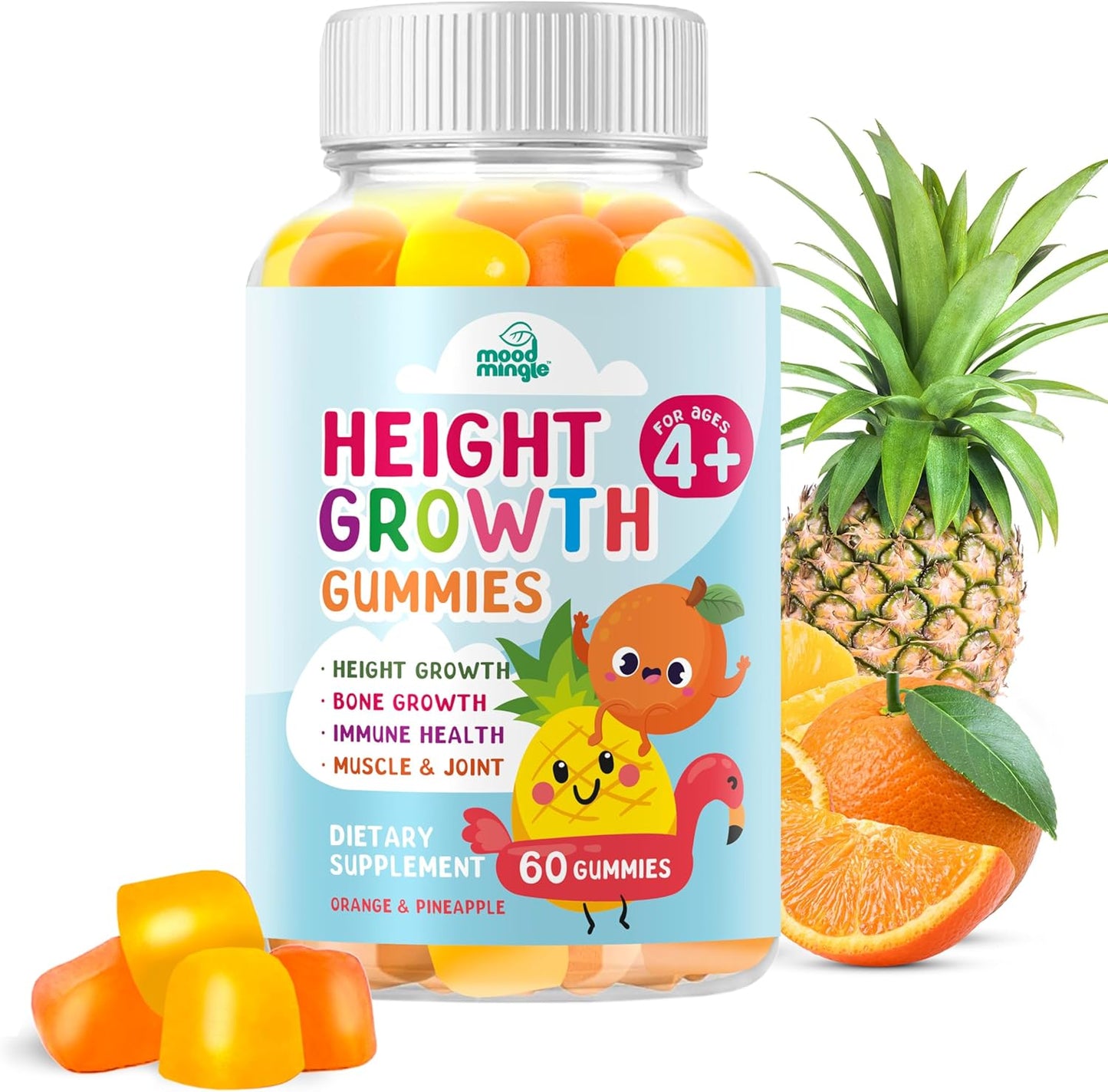 Kids Teens Height Growth Gummies - Mood Mingle Height Increaser & Maximizer Vitamins for Growing Taller