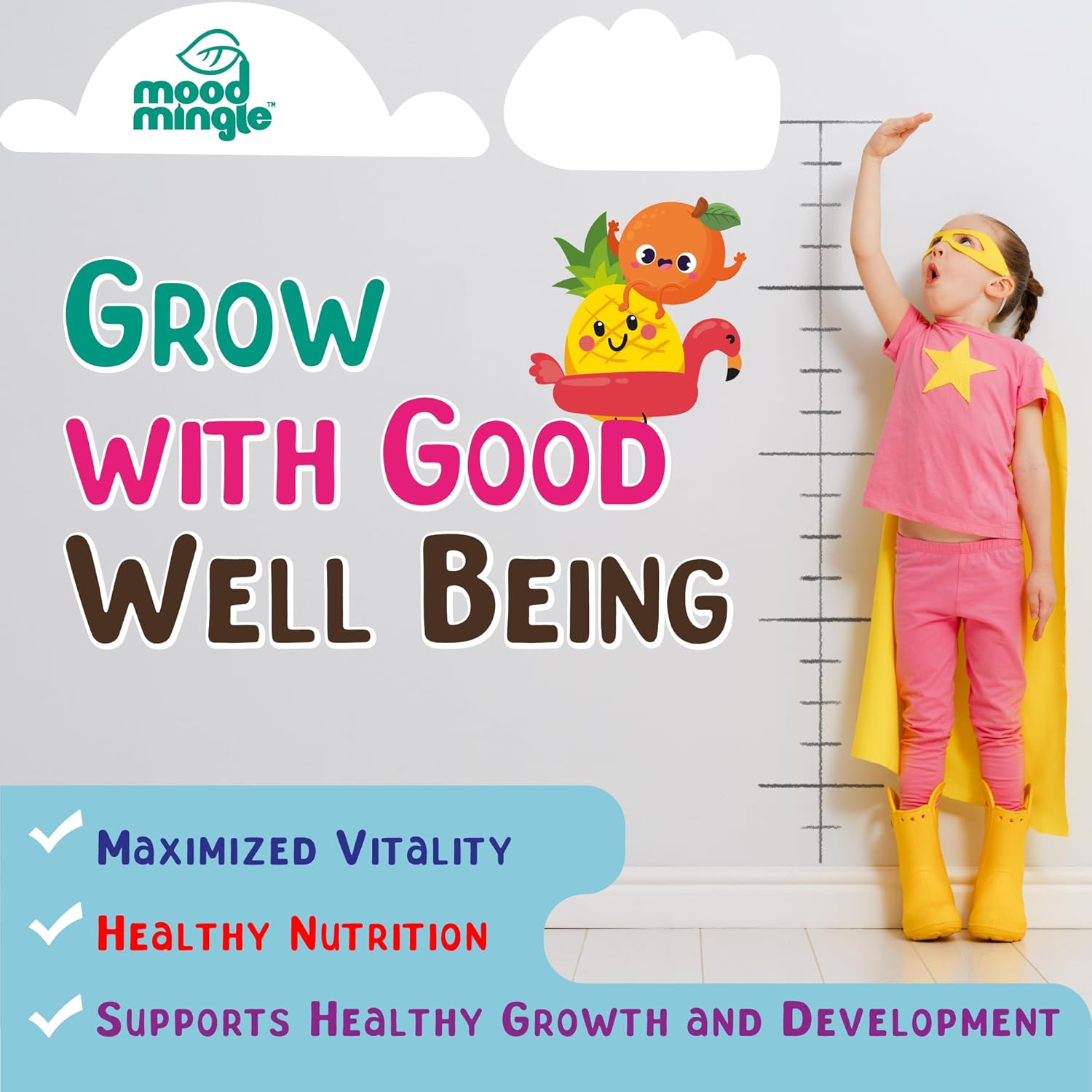 Kids Teens Height Growth Gummies - Mood Mingle Height Increaser & Maximizer Vitamins for Growing Taller