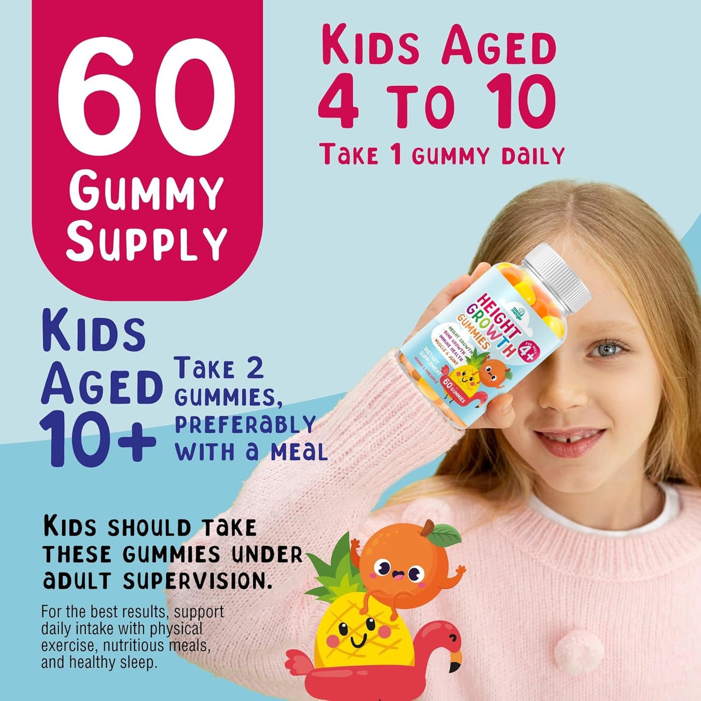 Kids Teens Height Growth Gummies - Mood Mingle Height Increaser & Maximizer Vitamins for Growing Taller