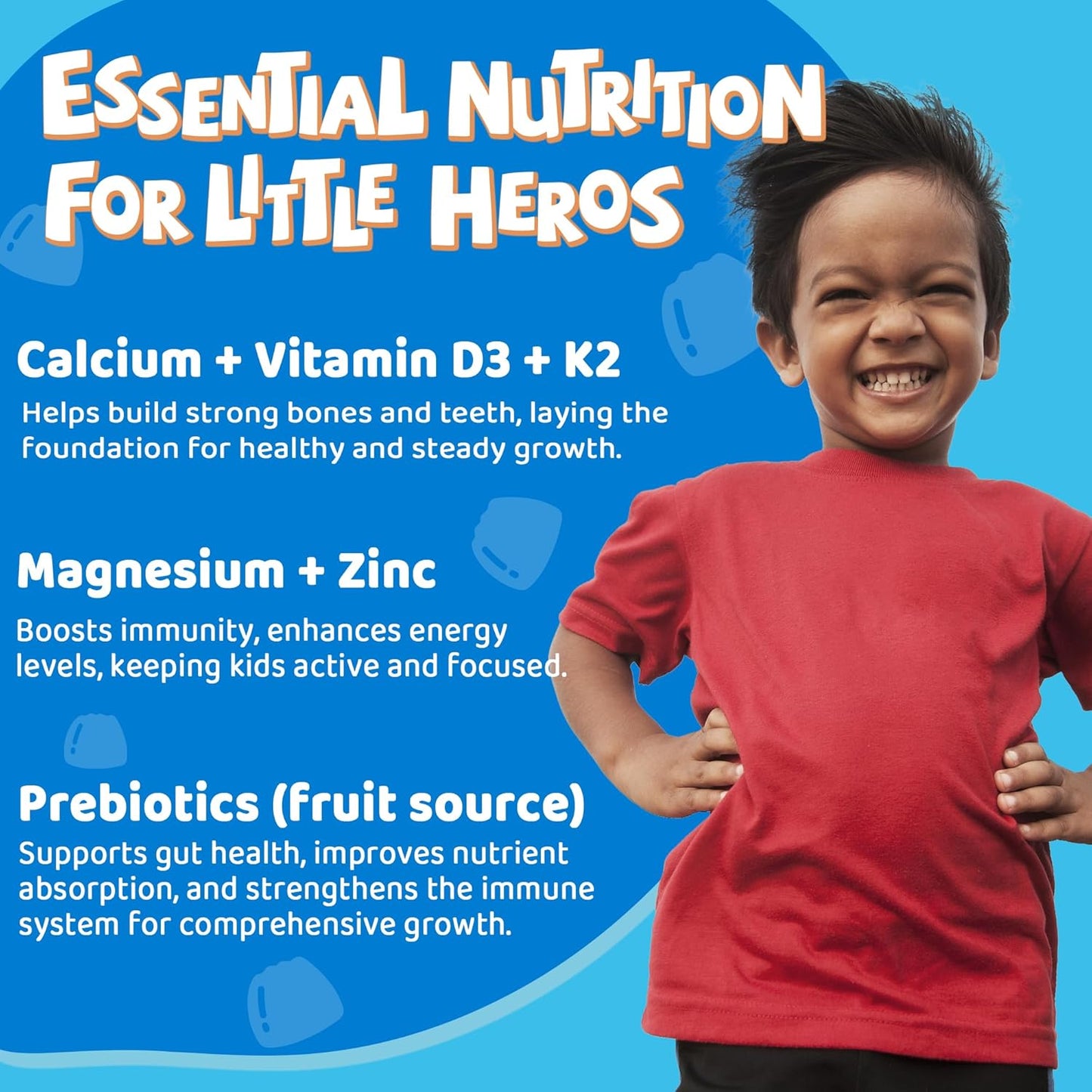 Kids Vegan Calcium Gummies with Prebiotics, Grape Flavor, Non-GMO - 60 Count