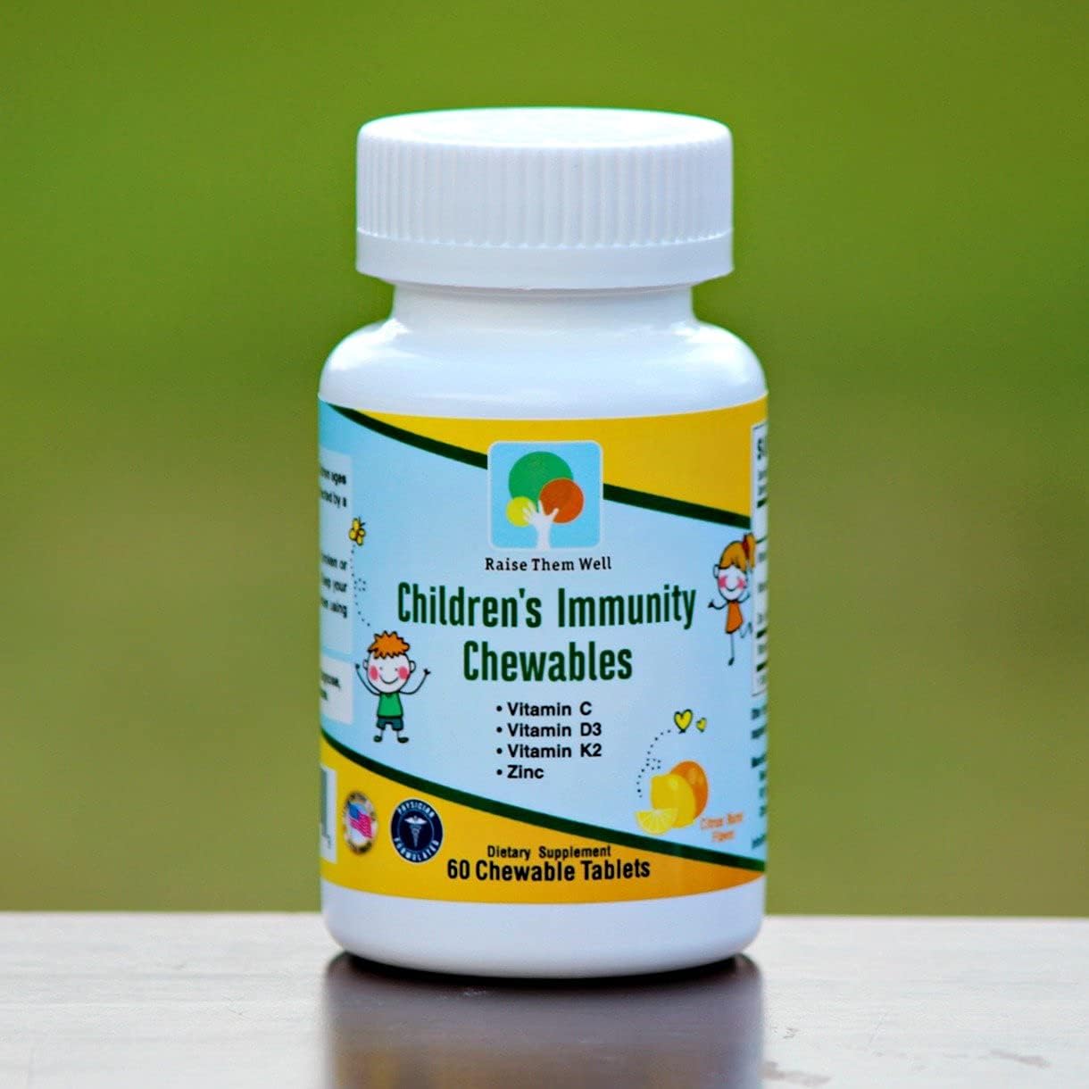 Kids Vitamin C and Immune Support Chewable Tablets - Citrus Flavored - 60 Count with PDF Guide - BoostGo Australia