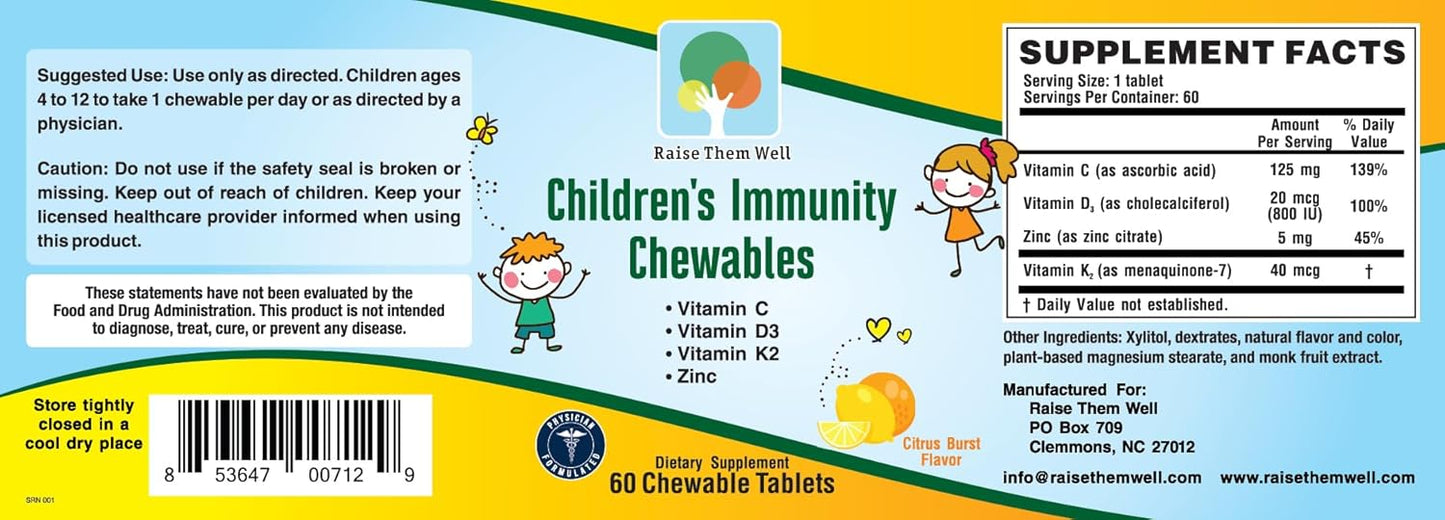 Kids Vitamin C and Immune Support Chewable Tablets with Vitamin PDF - Citrus Flavored (60 Count) - BoostGo Australia