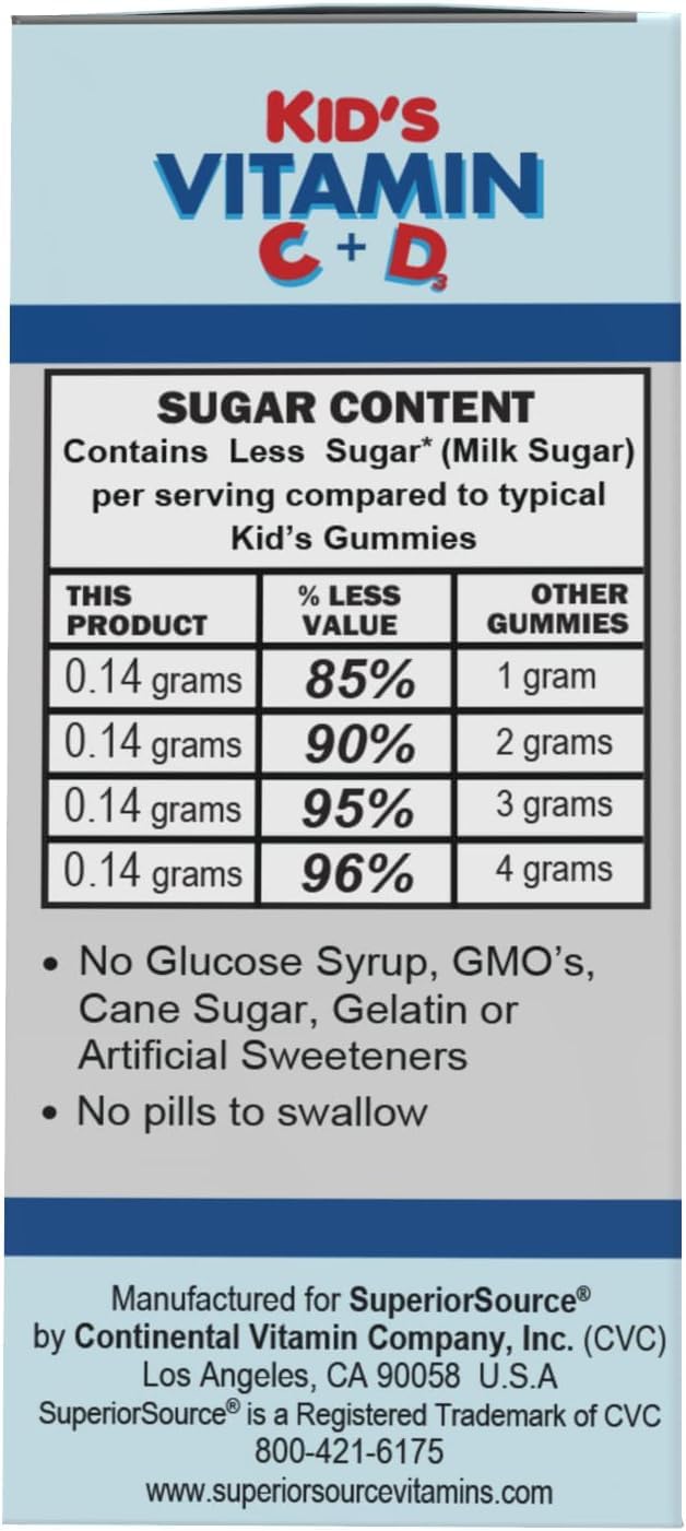 Kids' Vitamin C + D3 MicroLingual Tablets, 90 Ct, Quick Dissolve, Immune Support, Non-GMO, Gummy Alternative
