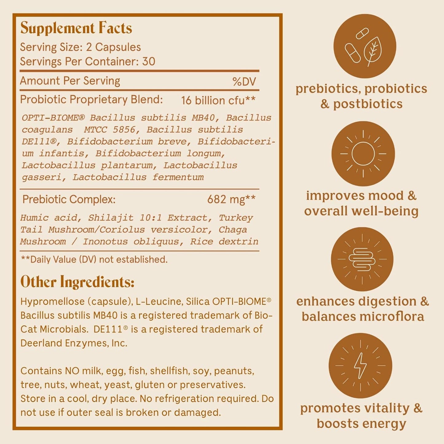 Kimberly Snyder Solluna Feel Good SBO Probiotics with Prebiotics, Postbiotics & Mushroom Extracts