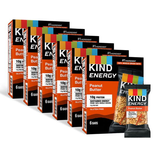 KIND Energy Bars, Peanut Butter Flavor, Healthy Gluten-Free Snacks with 10g Protein, 30 Count Pack