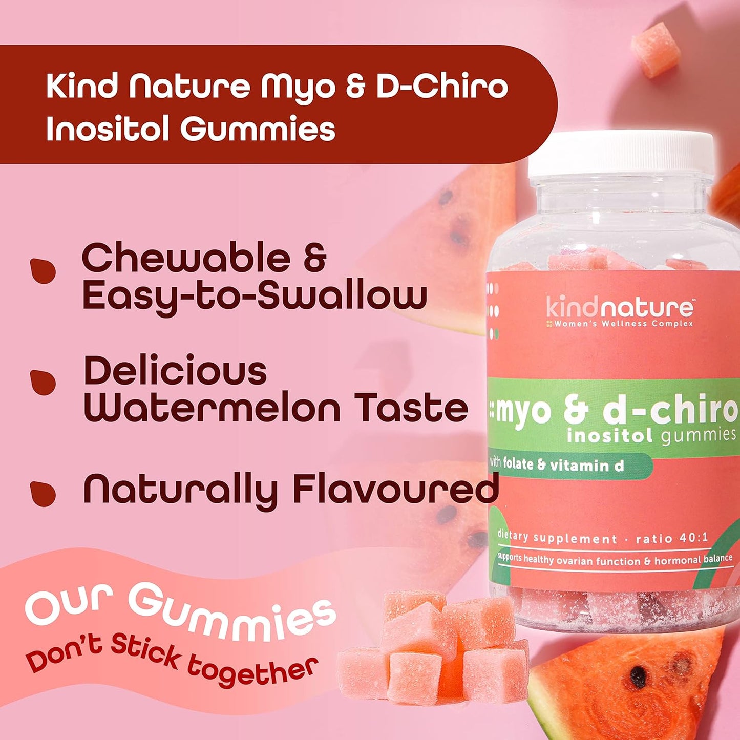 Kind Nature Myo-Inositol & Vitamin B2 Bundle - Hormonal Balance, Migraine Relief & Energy Gummies for Wellness