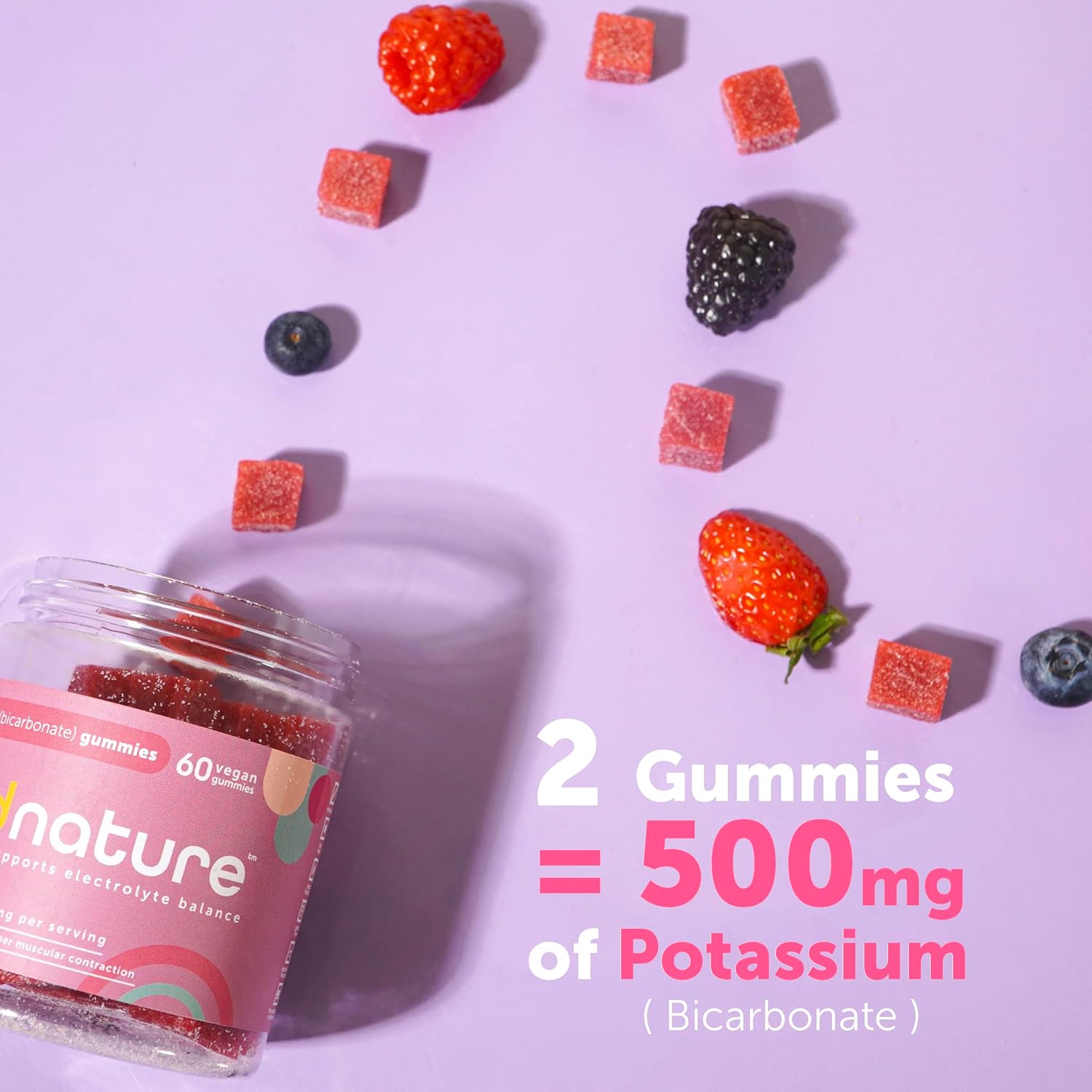 Kindnature Potassium & Riboflavin Gummies - 500mg Potassium & 400mg Riboflavin Chewables for Adults & Kids