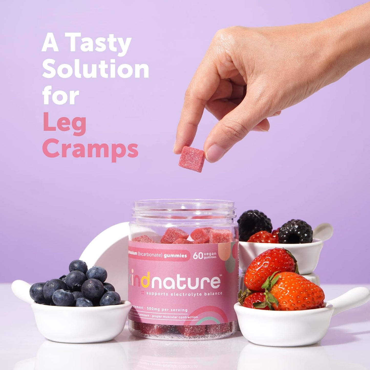 Kindnature Potassium & Riboflavin Gummies - 500mg Potassium & 400mg Riboflavin Chewables for Adults & Kids