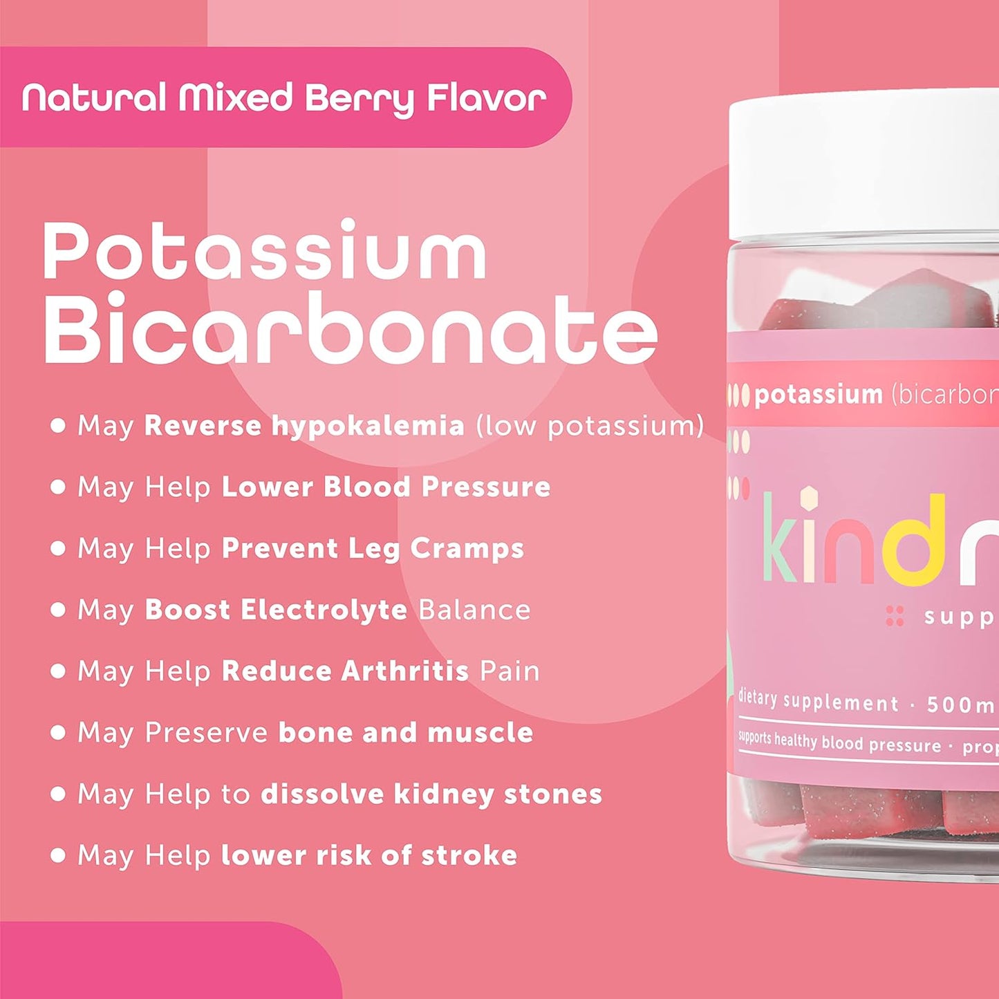 Kindnature Potassium & Riboflavin Gummies - 500mg Potassium & 400mg Riboflavin Chewables for Adults & Kids
