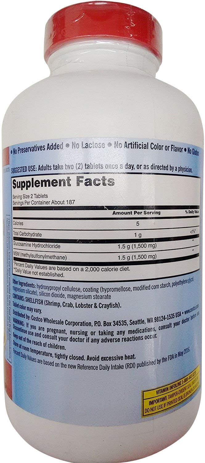 Kirkland Signature Glucosamine HCI with MSM - Extra Strength Tablets (750 Count) Pack of 2