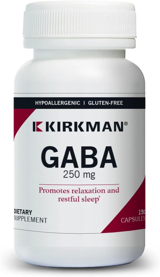 Kirkman GABA 250mg Capsules for Relaxation and Restful Sleep - Hypoallergenic Formula