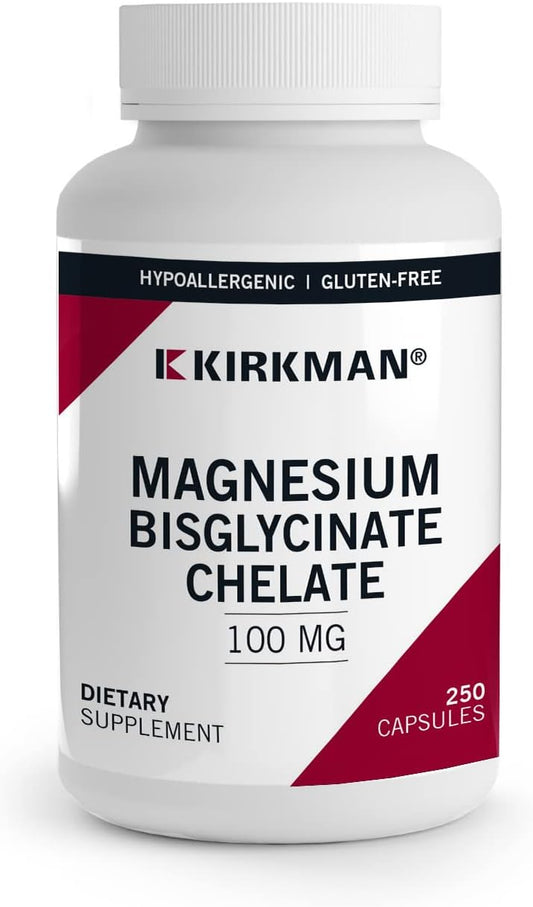 Kirkman Magnesium Bisglycinate Chelate Capsules - 250 Count - Supports Relaxation, Muscle Health, and Sleep - Hypoallergenic Formula