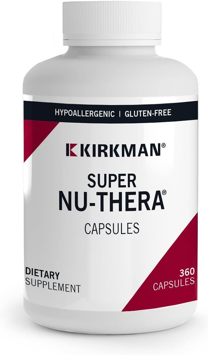 Kirkman Super Nu-Thera Capsules: Comprehensive Multivitamin with Vitamin B6 and Magnesium - 360 Count - Hypoallergenic Formula