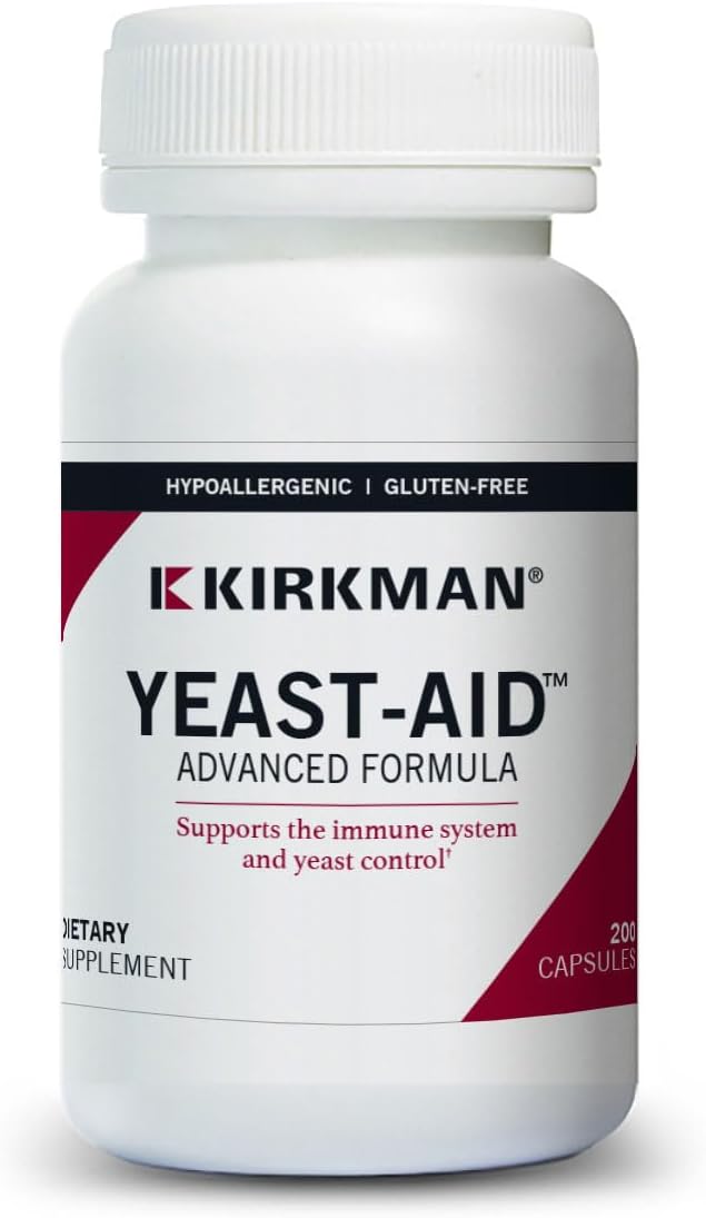 Kirkman Yeast Aid Advanced Formula 200 Capsules for Immune System Support and Yeast Control - Hypoallergenic