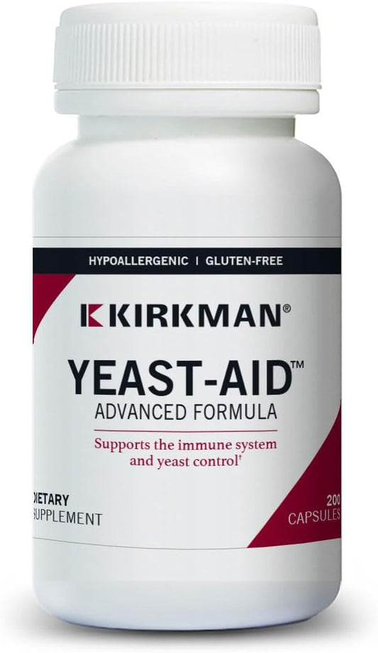 Kirkman Yeast Aid Advanced Formula 200 Capsules for Immune System Support and Yeast Control - Hypoallergenic